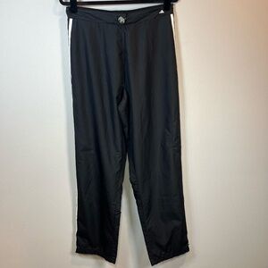 Adidas Vintage Mesh Lined Track Pants Black 3 White Stripes Zip Ankle Women's XL